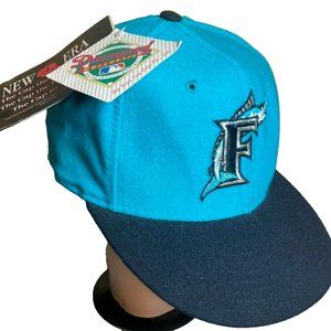 Vintage New Era MLB Fitted Hat Florida Marlins Diamond Collection Wool Cap Sz 7